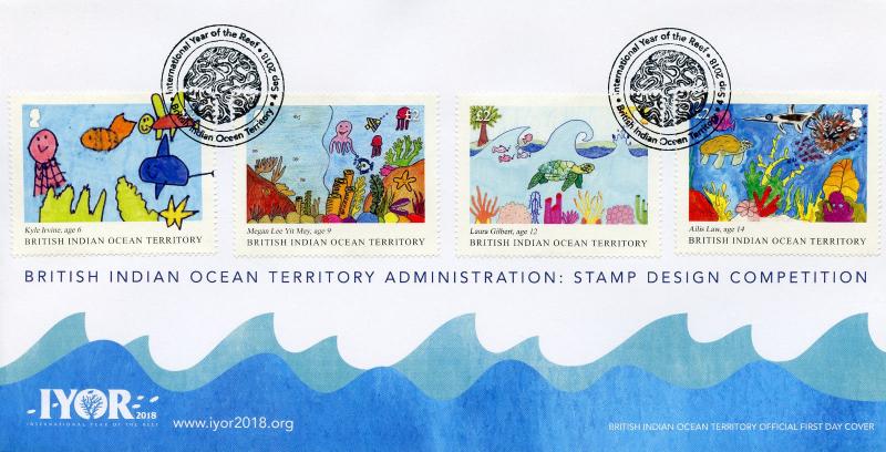 BIOT Brit Indian Ocean Ter 2018 FDC IYOR Int Yr of Reef 4v Cover Marine Stamps 