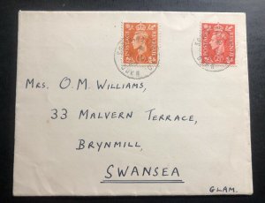 1952 South Wales Traveling Post Office England Cover To Swansea