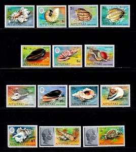 Aitutaki       82 - 95     MHOG   complete topical set    Seashells   CV $57.00