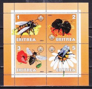 Eritrea, 2001 Cinderella issue. Various Bees on a sheet of 4. ^