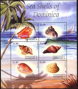 Dominica 2004 Marine Life Shells sheet MNH