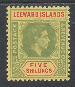 LEEWARD ISLANDS 1938 KGVI 5/- MNH **