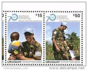 ONU UN blue helmet military war woman soldier  child URUGUAY MNH stamp set  2015