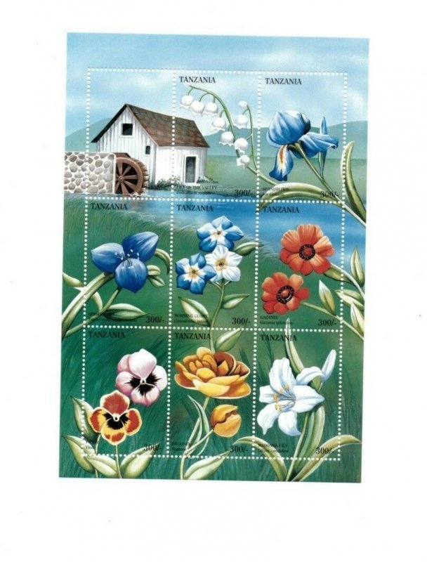 Tanzania 1996 - Flowers - Sheet of 9 Stamps - Scott #1514 - MNH