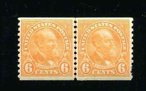 US # 723 Joint Line Pair 6¢ Garfield Mint Hinged 1932  CV $60.00