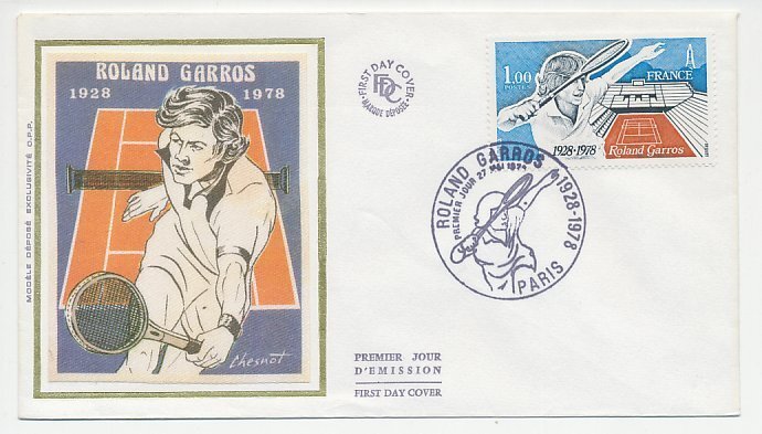 Cover / Postmark France 1978 Tennis - Roland Garros