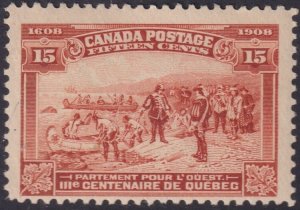 CANADA Sc #102 MNH QUEBEC TERCENTENARY ISSUE 15¢ RED ORANGE
