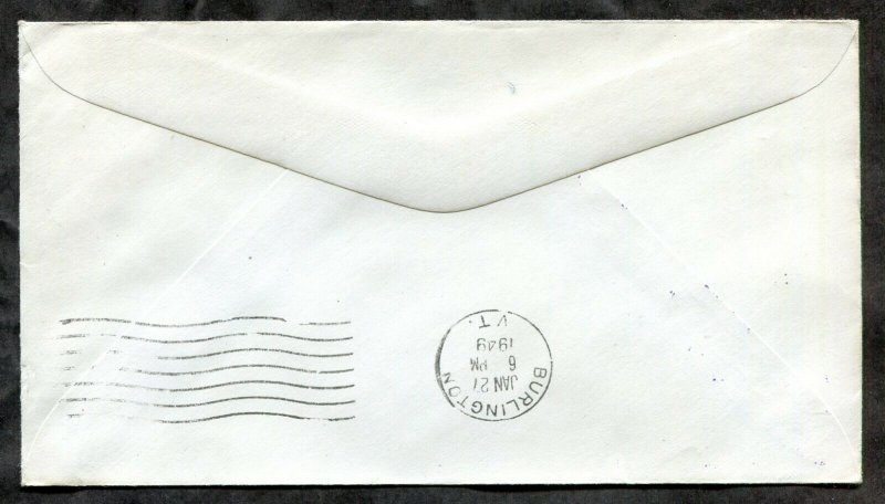 d85 - HPO Cover 1949 First Trip BURLINGTON VT and ALBANY NY