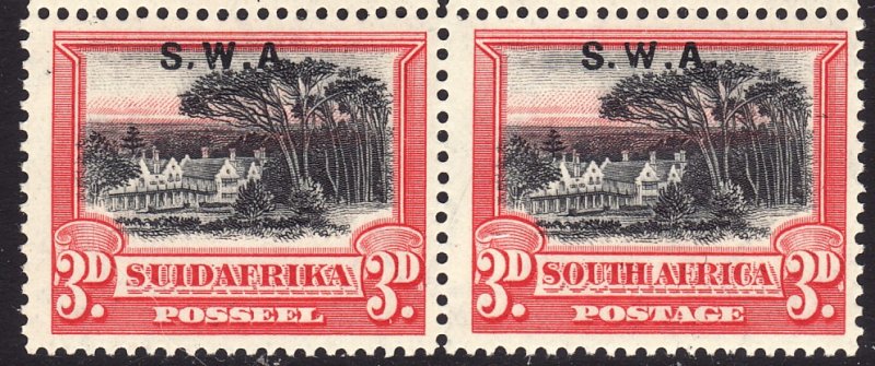 1927 - 1928 SW Africa 3p Groote Schuur pair issue Sc# 100 MNH CV: $9.60