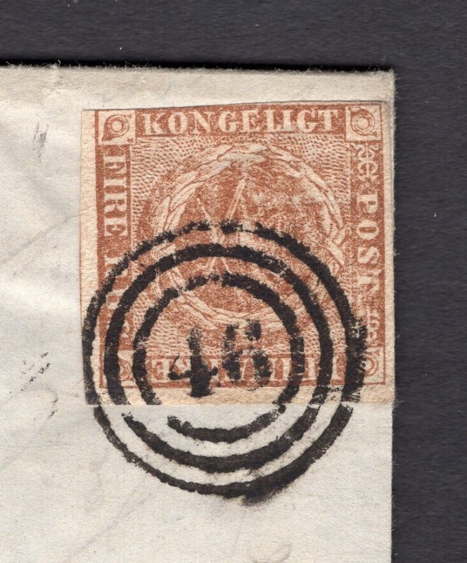 Denmark 1854 Nyborg Cover with Yellow Brown 4 rbs Fourth Printing #2b Facit 2-IV