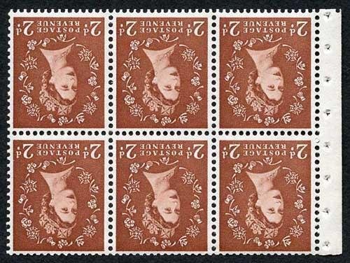 SB78a 2d Light Red-Brown wmk Edward Inverted Pane of 6 U/M 