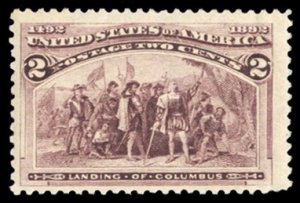 United States, 1893 Columbian Issue #231 Cat$31, 1893 2c brown violet, never ...