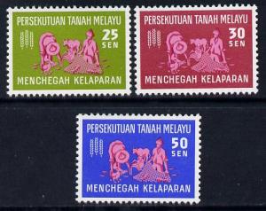 Malaysia - Federation 1963 Freedom from Hunger set of 3 u...