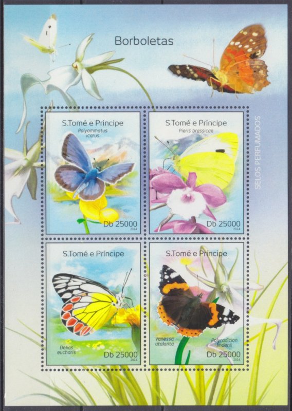 2014 Sao Tome and Principe 5579-82KL Butterflies 10,00 €