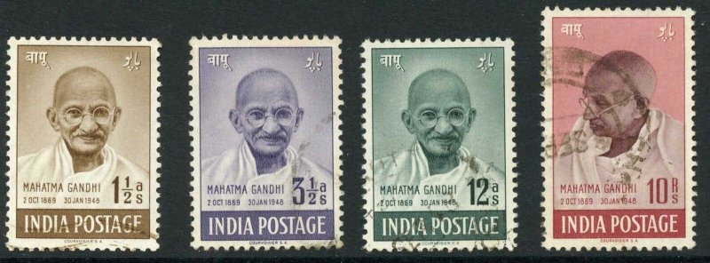 India SG305/8 1948 Gandhi Set Fine used Cat 140 pounds 