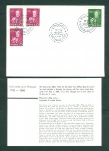 Sweden.  FDC. 1966. Almquest & Wild Rose. Sc: # 707-708. Engraver: CZ. Slania