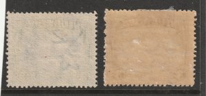 Niue the MH & U pair of 3/- from the 1938 set