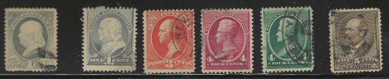 ca1870s 1-5c VALUES (212,205,211,215, 214, 156) USED $100