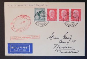 1929 Balkan Flight Germany Graf Zeppelin postcard Cover LZ 127 Bucharest Romania