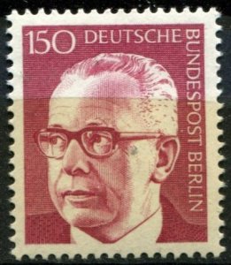 Berlin Sc#9N299 MNH, 150p dk car, Federal President Dr. Gustav Heinemann (1972)