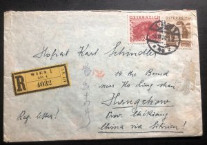 1930s Vienna Australia Registered Cover To Hangzhou China