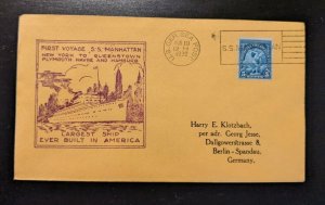 1932 Maiden Voyage SS Manhattan Sea Post Cover to Berlin Spandau Germany