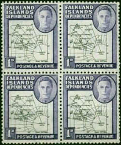 Falkland Island Dep 1946 1d Black & Violet SGG2 V.F MNH Block of 4