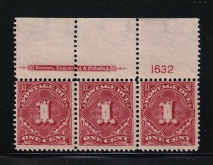 J38 F-VF pl# imp strip of 3 OG stamps NH nice color cv $ 175 ! see pic ! 