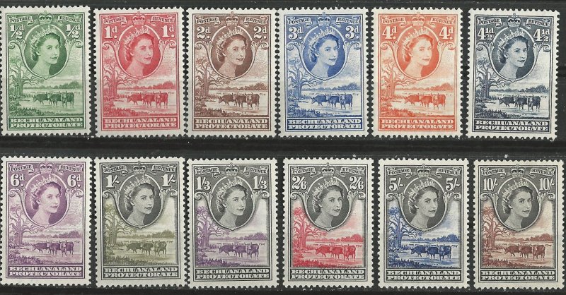 Bechuanaland # 154-65  QE II Definitives 1955-58 (12) Unused VLH