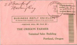 United States Oregon Manning 1948 4f-bar  1912-1957  Business Reply Envelope ...