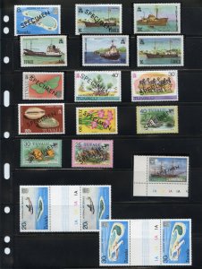 TUVALU LOT OFSPECIMEN OVERPRINTS & NORMAL SETS  MINT NEVER HINGED AS SHOWN