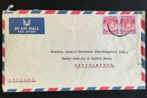 Malaya 1953 Singapore KGVI 35c x 2V Air Mail Cover to Northampton England SG#25a 