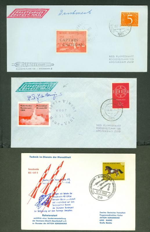 ROCKET MAIL COVERS - Collection of 30 w/labels or signed VF