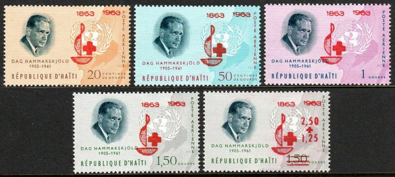 Haiti C219-C222,CB50, MNH. Intl. Red Cross Centenary. Dag Hammarskjold, 1964