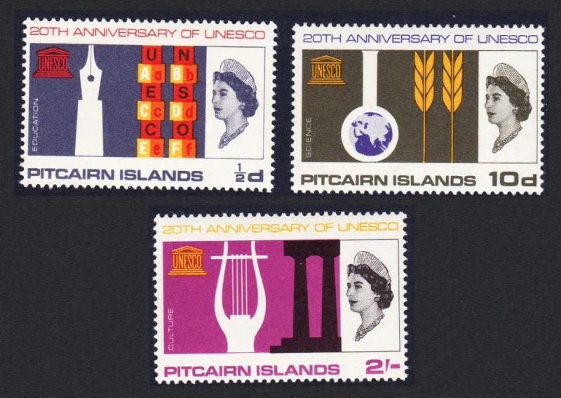 Pitcairn 20th Anniversary of UNESCO 3v SG#61-63 SC#64-66