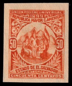 ✔️ EL SALVADOR 1898 - UPU ALLEGORY IMPERFORATED WM117 HBNC SC.154 MNH ** [025C]