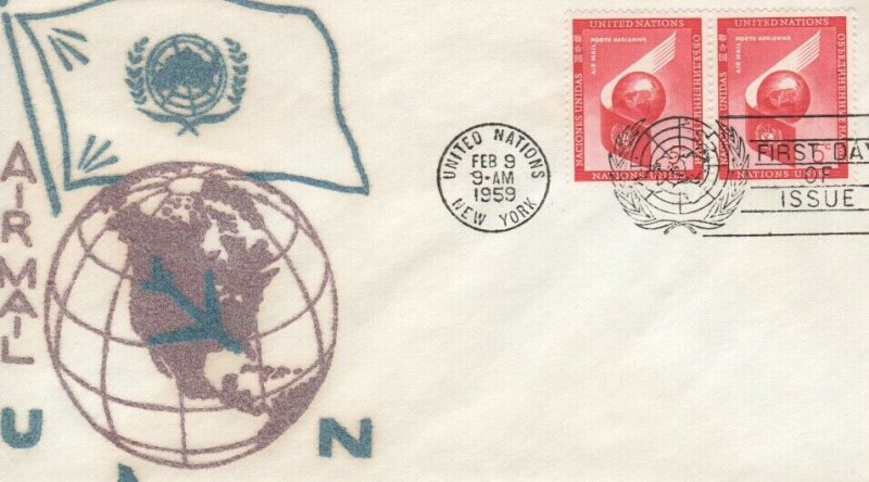 UN #C5  5c AIR MAIL FDC - Velvatone cachet