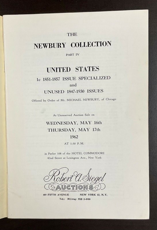 Robert A. Siegel Auctions of the Newbury Collection 1961-63 Part I - VI