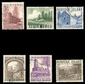 Norfolk Island 1953 QEII Pictorial set complete VFU. SG 13-18. Sc 13-18.