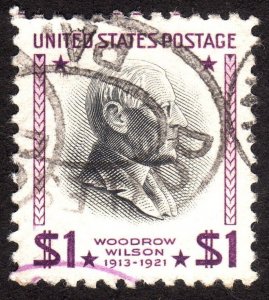 1938, US $1, Woodrow Wilson, Used, Sc 832