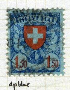SWITZERLAND; 1924 early Confederation Shield issue used Shade of 1.50Fr. value