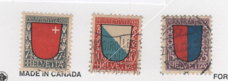 SWITZERLAND  #B15-B17  semi postal CRESTS HERALDIC used