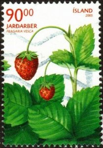 Iceland 1055 - Used - 90k Wild Strawberry (2005) (cv $2.50)