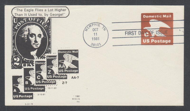 US Sc U594 FDC. 1981 C Rate envelope, unlisted James Burt FIRST CACHET