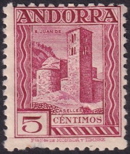 Andorra Spanish 1931 Sc 25a MH* creased perf 11.5