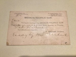 United States Brooklyn Philatelic Club 1889  postal card Ref 66870