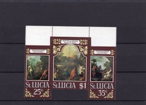 SAINT LUCIA 1970 PAINTINGS BY HOGARTH SET OF 3 STAMPS MNH