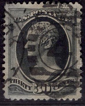 US Stamp #190 30c Full Black Hamilton USED SCV $90. Nice Margins.