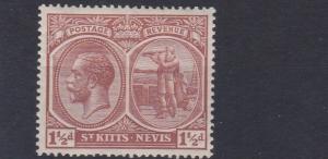ST KITTS  1921 - 29   S G  40A    1 1/2D   RED  BROWN   MH  