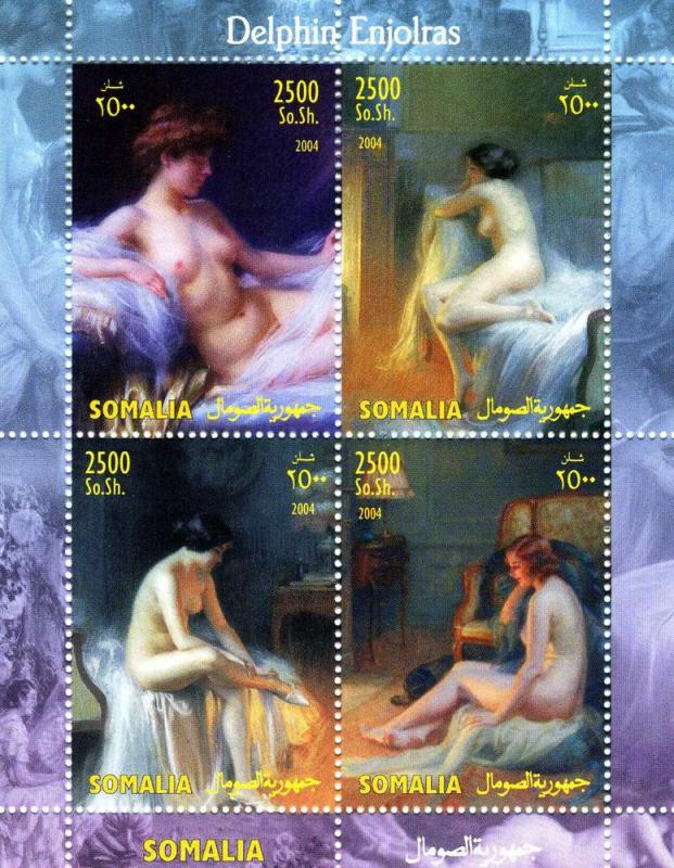 Somalia 2004 DELPHIN ENJOLRAS French Painter Nudes Sheet (4) Perforated Mint NH